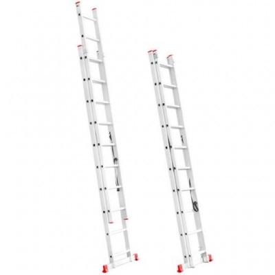 Лестница алюминиевая 2-х секционная универсальная раскладная 2x10 ступ. 4,81 м INTERTOOL LT-0210