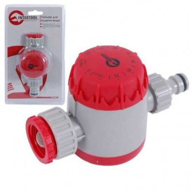 Таймер подачи воды для полива, автоматический с фильтром + адаптер с резьбой 1/2" INTERTOOL GE-2011