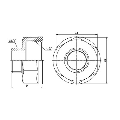 Переход SD Forte 1" 1/4х3/4" ВН