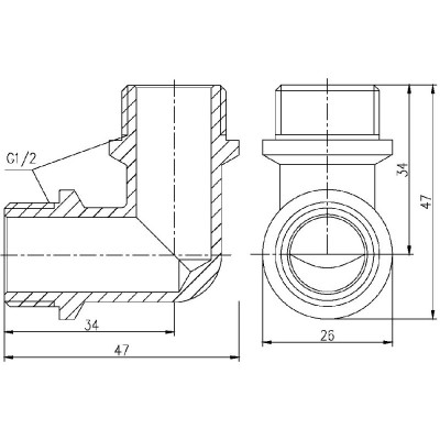 Уголок SD Forte 1/2"х1/2" НН