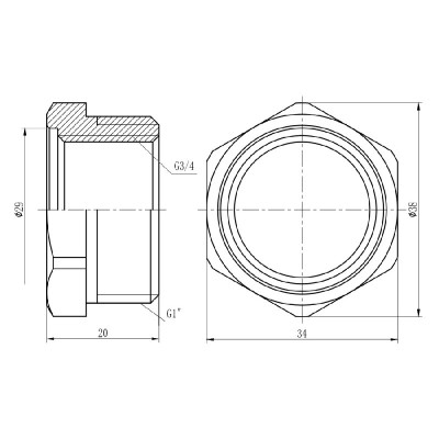 Футорка SD Forte 1"х3/4" НВ