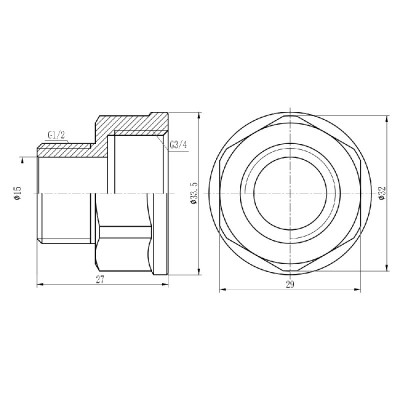 Переход SD Forte 3/4"х1/2" ВН хром