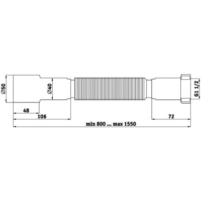 Гибкая труба ANI Plast К116 1 1/2х40/50 длина 800 мм - 1550 мм