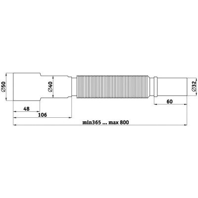 Гибкая труба ANI Plast К306 32х40/50 длина 400 мм - 800 мм