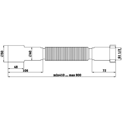 Гибкая труба ANI Plast К106 1 1/2х40/50 длина 410 мм - 800 мм