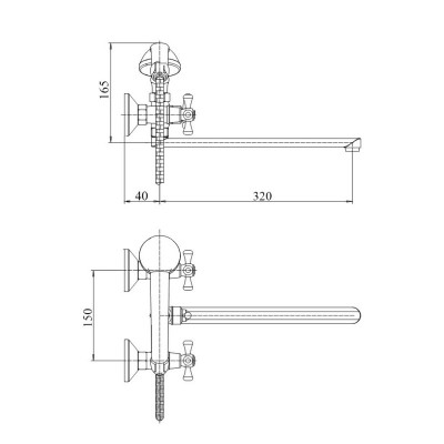 Смеситель для ванны SW Armatura 140