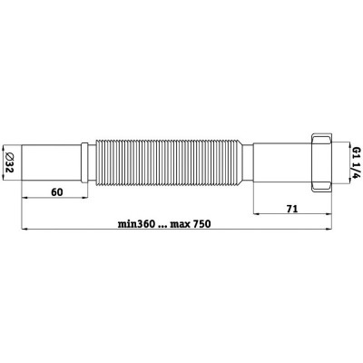 Гибкая труба ANI Plast К203 1 1/4"х32 длина 360 мм - 750 мм