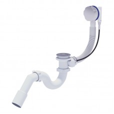 Сифон ANI Plast EM311 для ванны полуавтомат с прямоточным сифоном, с переходной трубой 45° 40х50 580мм (ручка металл)