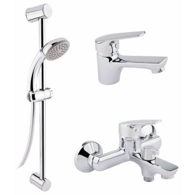 Набор смесителей для умывальника, ванны и душевая стойка Q-tap Set CRM 35-111
