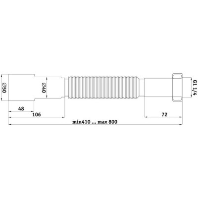 Гибкая труба ANI Plast К206 1 1/4х40/50 длина 410 мм - 800 мм