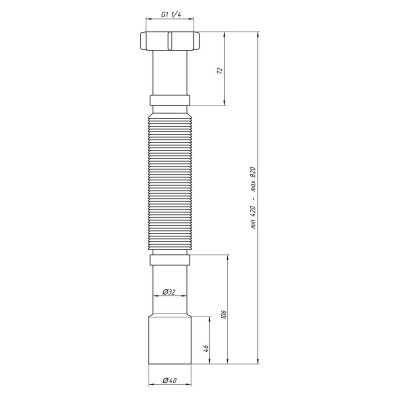 Гибкая труба ANI Plast К207 1 1/4х32/40 длина 420 мм - 820 мм