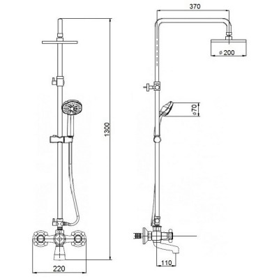 Душевая система Q-tap Liberty ANT 140-210