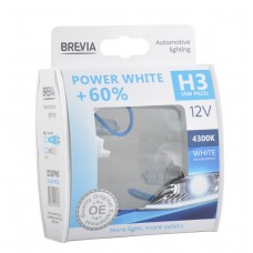 Галогеновая лампа Brevia H3 12V 55W PK22s Power White +60% 4300K S2