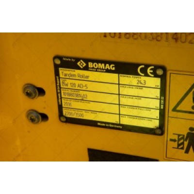 Дорожній каток Bomag BW120AD-5 2016 р. 24,3 кВт. 710,2 м/г., № 3681