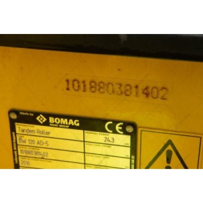 Дорожный каток Bomag BW120AD-5 2016 г. 24,3 кВт. 710,2 м/ч., № 3681