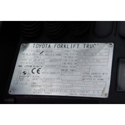 Вилочный погрузчик Toyota 02-8FGF18 2007 г. 11426,6 м/ч., №3571