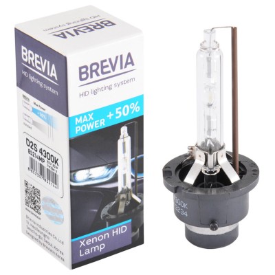 Ксеноновая лампа Brevia D2S +50%, 4300K, 85V, 35W PK32d-2, 1шт