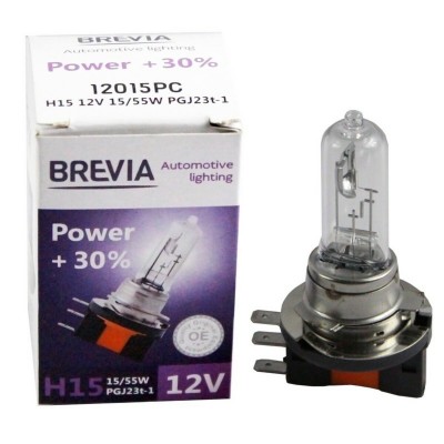 Галогеновая лампа Brevia H15 12V 15/55W PGJ23t-1 Power +30% CP
