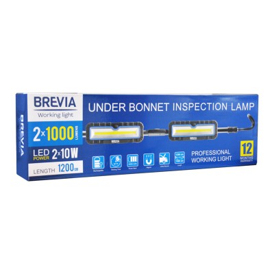 Профессиональная инспекционная лампа Brevia LED 120-190см 2x10W COB 2x1000lm 2x4000mAh Power Bank, type-C