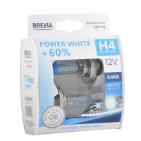 Галогеновая лампа Brevia H4 12V 60/55W P43t Power White +60% 4300K S2