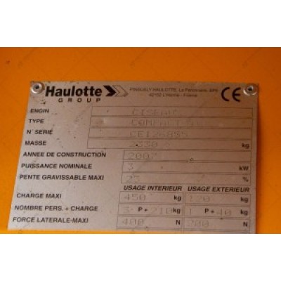 Самохідний ножичний підіймач Haulotte Compact 10 2007 р. №2621