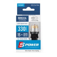 LED автолампа Brevia S-Power P27W (3156) 330Lm 15x2835SMD 12/24V CANbus, 2шт