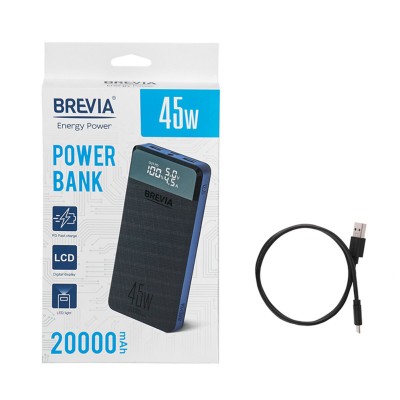 Универсальная мобильная батарея Brevia 20000mAh 45W Li-Pol, LCD