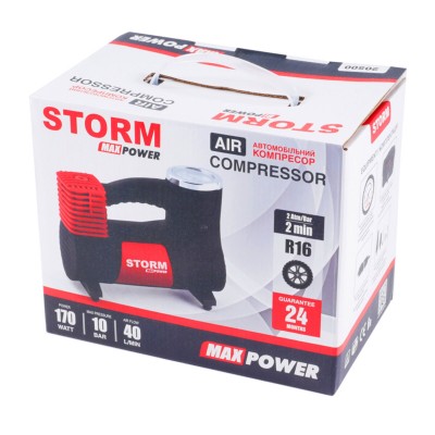 Компрессор автомобильный Storm Max Power 10 Атм 40 л/мин 170 Вт