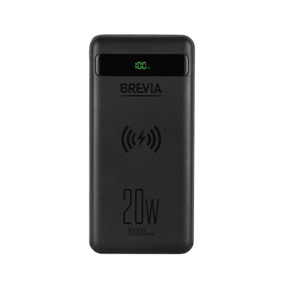 Универсальная мобильная батарея Brevia 10000mAh 20W Wireless Qi10W Li-Pol, LCD