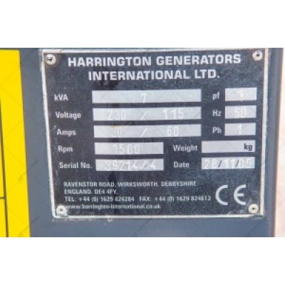 Дизельний генератор б/в Harrington 5,6 кВт, 2005 р., 4000 м/г №4004