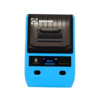 Портативный термопринтер UKRMARK DP23BL, USB/Bluetooth, рулоны 15-58 мм, для чеков/этикеток, синий. Печать на термобумаге и полимерных этикетках.