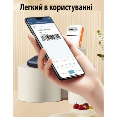 Портативный термопринтер UKRMARK DP26BL Bluetooth, синий, рулон 20 - 58 мм, для печати этикеток и чеков