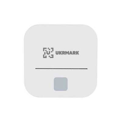 Мини термопринтер UKRMARK P22 Bluetooth, белый, рулоны 50-57 мм, печать на термобумаге и полимерных этикетках