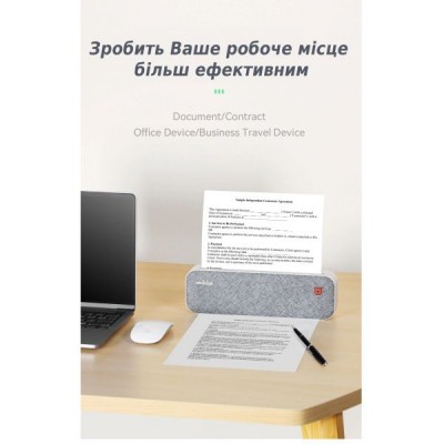 Портативный аккумуляторный термопринтер UKRMARK A40GR, для печати на термобумаге А4, Bluetooth/USB, серый