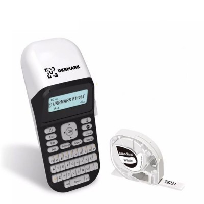Портативный термотрансферный принтер этикеток, QR и штрих-кодов UKRMARK E110LT, Bluetooth, совместимый с картриджами DYMO типа LT