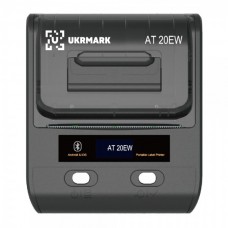 Портативний термопринтер UKRMARK AT20EW, USB/Bluetooth, рулони 20-80мм, для етикеток/чеків. Друкує на термопапері та полімерних етикетках.