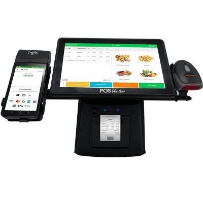 Умная касса 5-в-1 SHIVA POS Android 11 для магазина и торговли. POS-терминал + принтер чеков + сканер штрихкодов + держатель + ПО