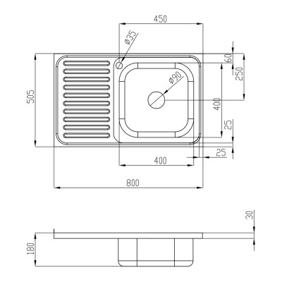 Кухонна мийка Lidz 5080-R 0,8 мм Satin (LIDZ5080RSAT8)