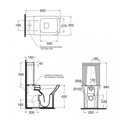 Унитаз-компакт Azzurra Prua PRU100B1MBPPRU1800F