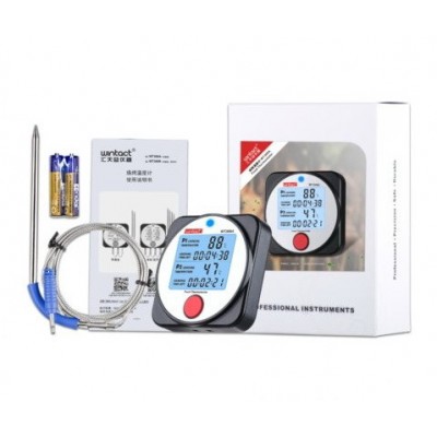 Термометр цифровой для барбекю 2-х канальный Bluetooth, -40-300°C WINTACT WT308A